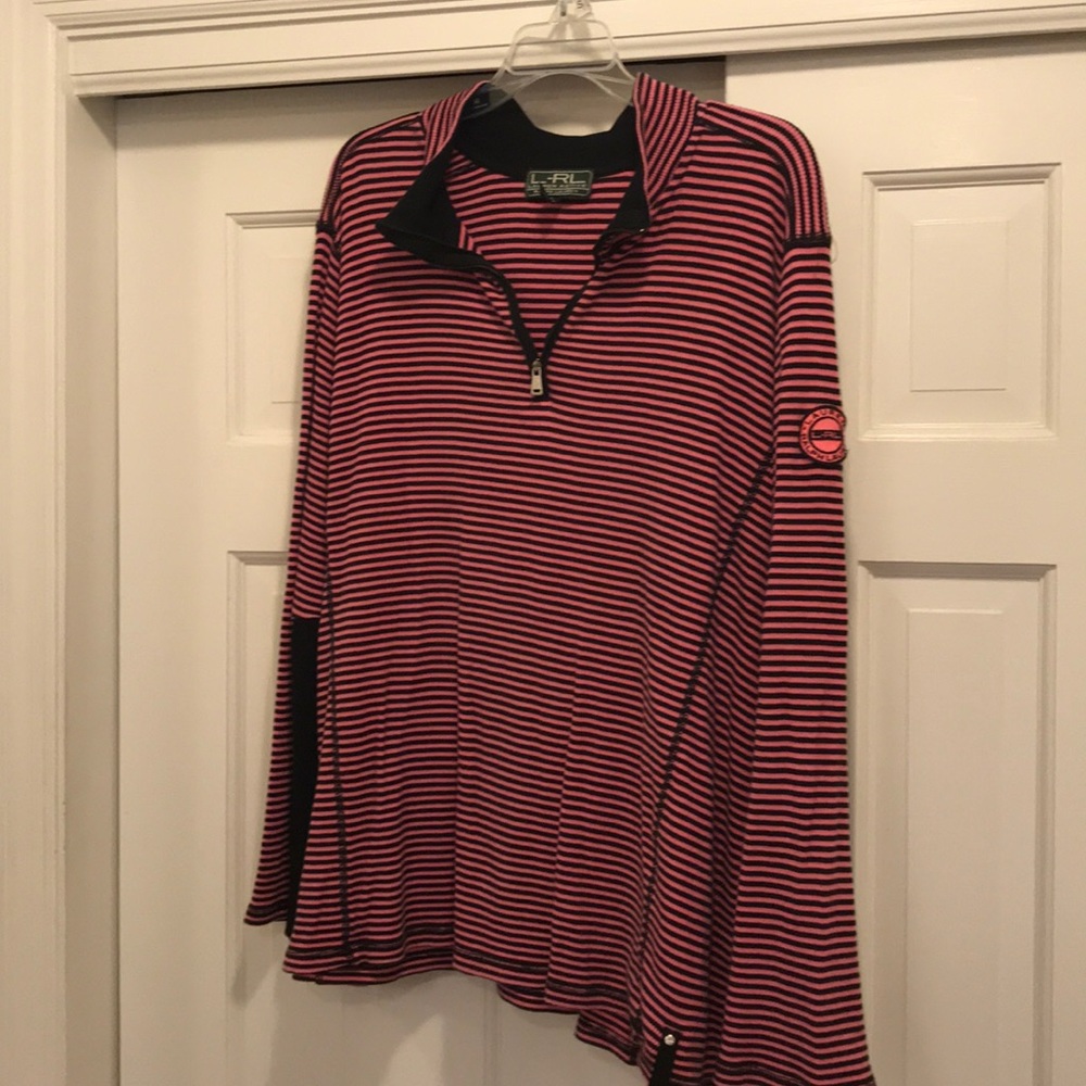 L-RL Lauren Active 3/4 zip cotton pullover